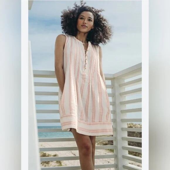 Faherty Dresses & Skirts - Faherty Isha Dream Cotton Gauze Mini Dress Stripe Sleeveless XS Tuckernuck EUC